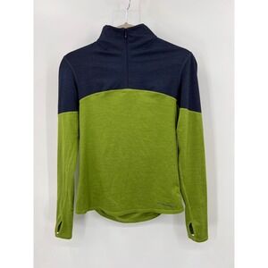 Brooks Equilibrium Technology Womens Half Zip Running Top Green Navy Blue Small
